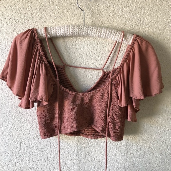 Indah Roxy Ruffled Crop Top Dusty Rose - Picture 6 of 8